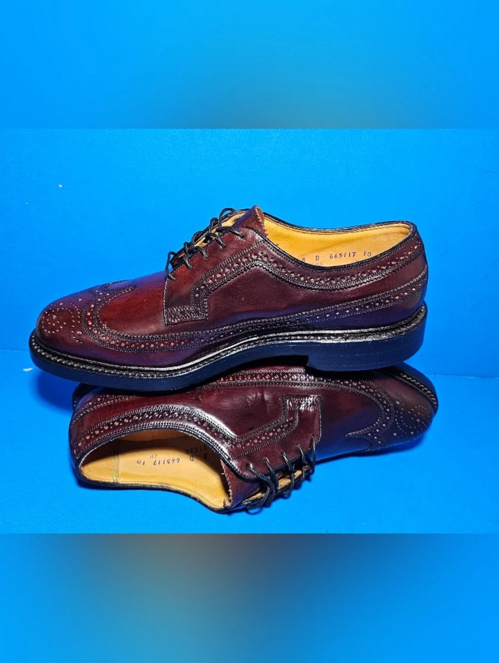 vintage florsheim royal imperial shell cordovan wingtip  burgundy shoe Size 8 D